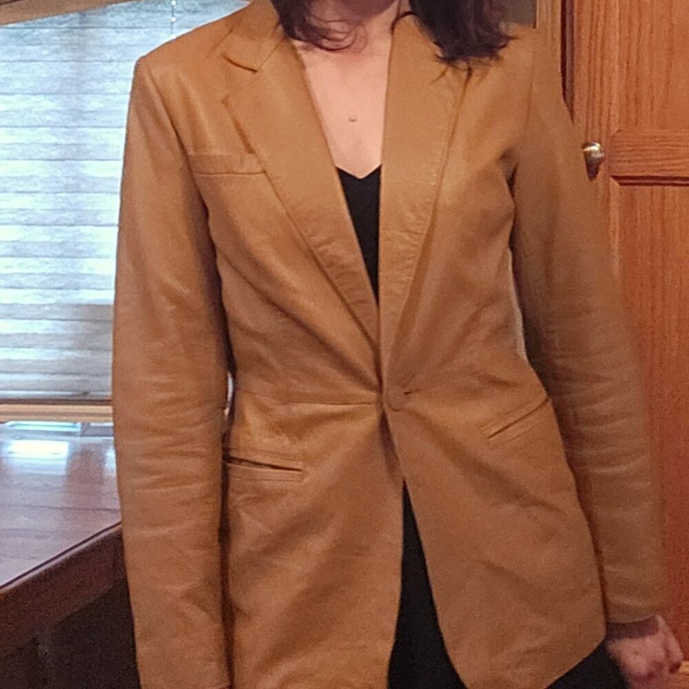 Vintage International Concepts Tan Leather Blazer size 2